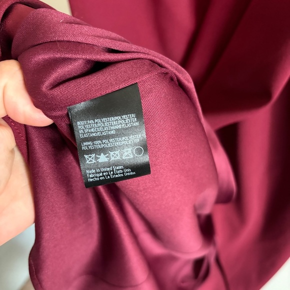 BHLDN Marceau High-Low Crepe Tulip Dress in Bordeaux Red Burgandy Size 12 - Picture 9 of 16